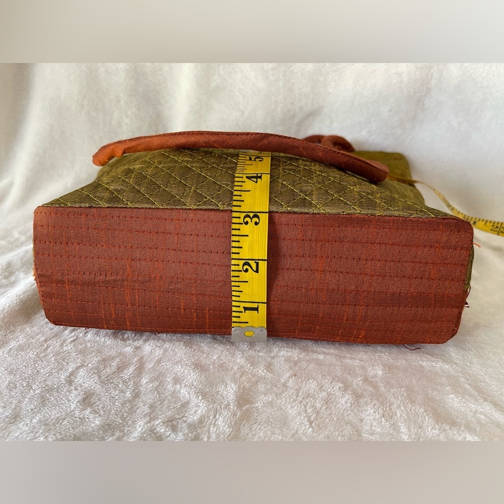 Vintage silk shoulder handbag with zipper boho - Picture 7 of 8